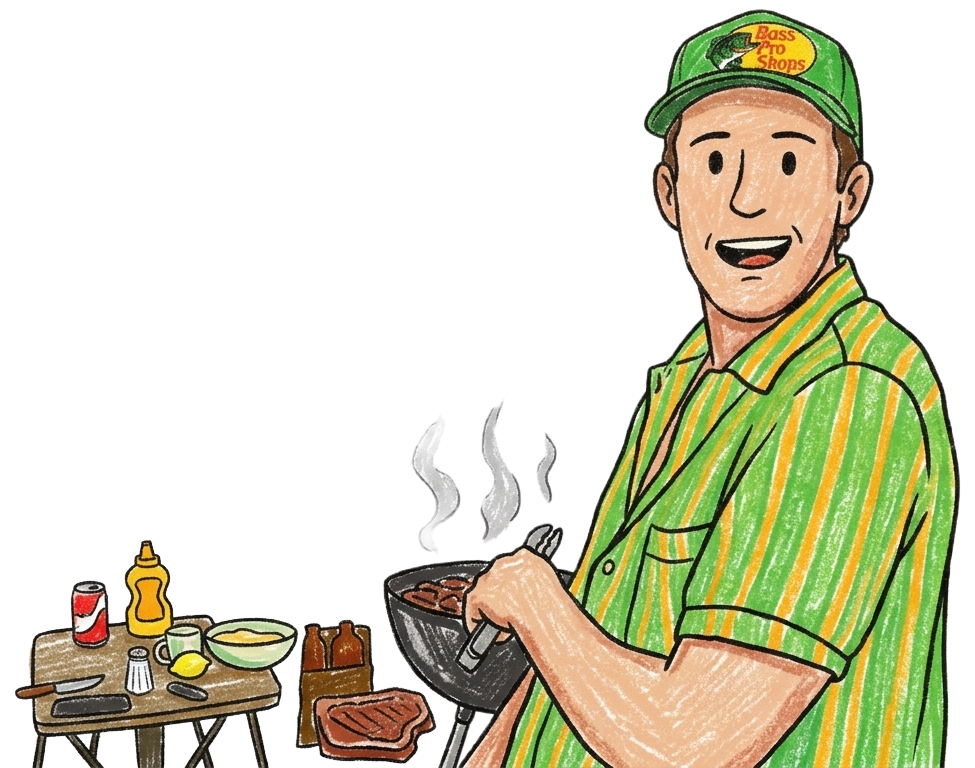 Illustration of a man grilling